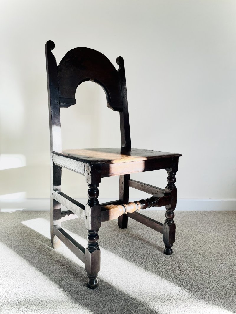 C17th Oak Back Stool